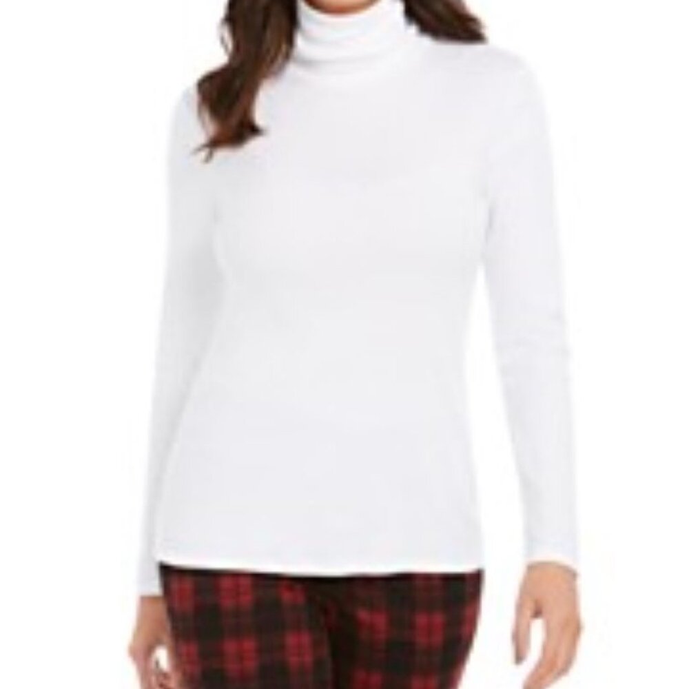 Charter Club Pima Cotton White Turtleneck Top - Size L  NWT in Original Package!